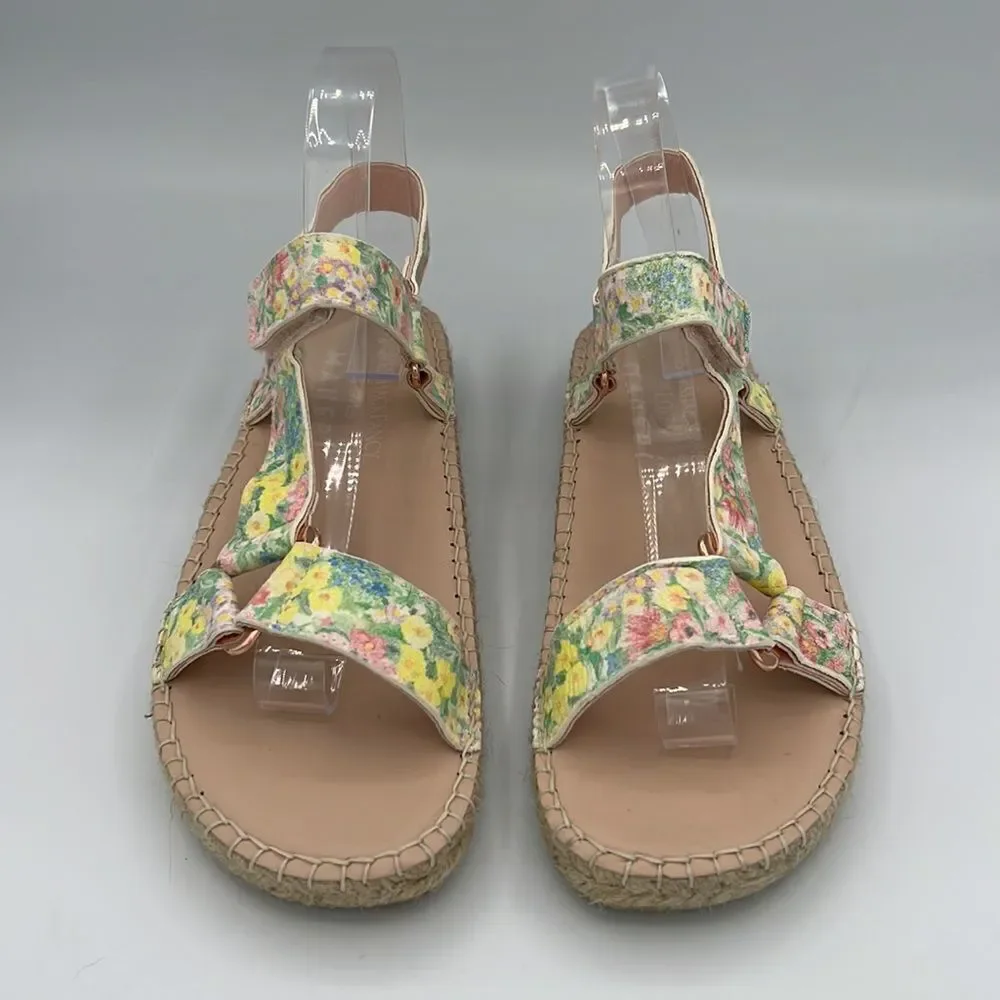 NWT Loveshackfancy X Manebi Floral Leather Espadrille Sport Sandals Size 39/US 8